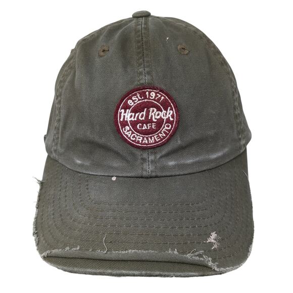 Est. 1971 Hard Rock Cafe Sacramento Baseball Cap Green OS Adjustable Distressed - Picture 1 of 9